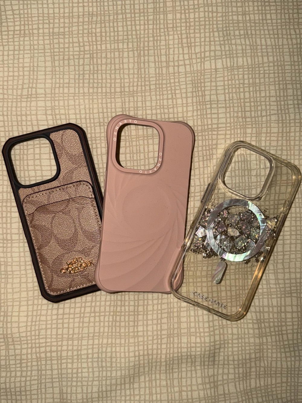 iPhone 16 Coach Pink, Blush and Clear Decorative Phone Case Set